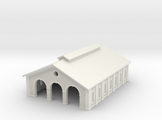 VR Engine Shed [3 track x 7 Sect] 1:87 Scale in White Natural Versatile Plastic