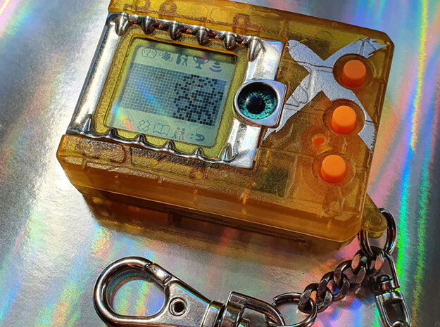 Digimon screen bezel with teeth in Polished Silver