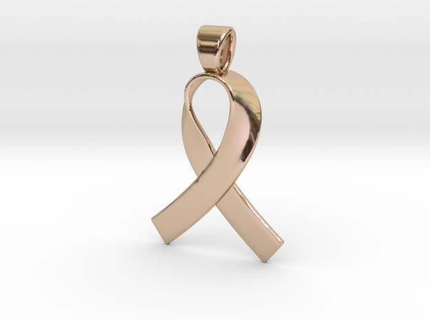 Pink october ribbon [pendant] in 14k Rose Gold Plated Brass