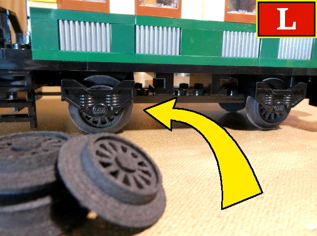 Brick RC Train Wheel Set, Spoked in Black Natural Versatile Plastic: Small