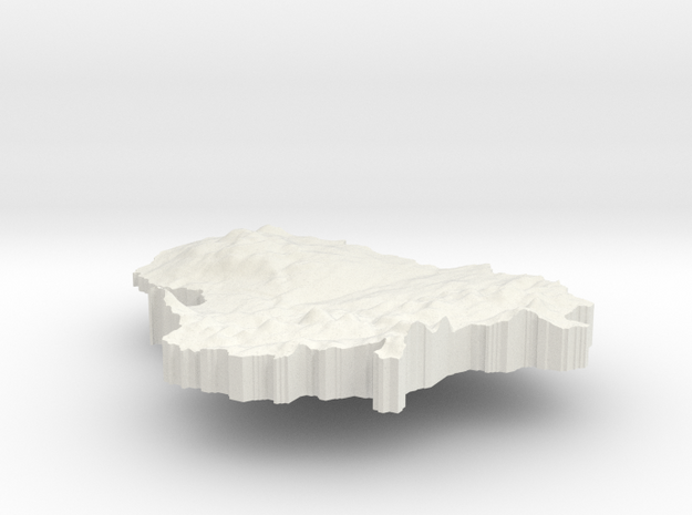Lithuania Terrain Pendant in White Natural Versatile Plastic