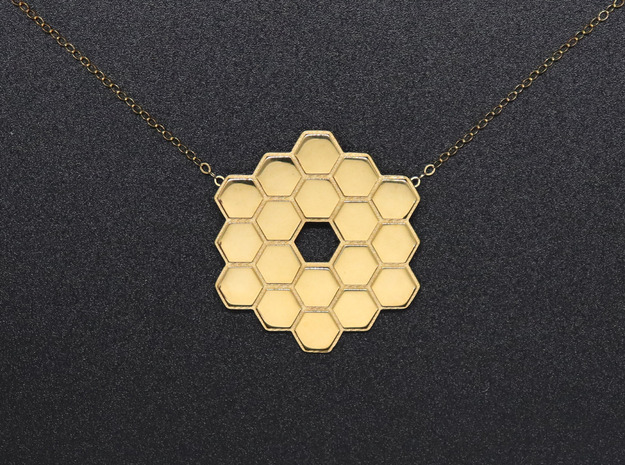 James Webb Telescope Mirror Pendant in 18k Gold Plated Brass