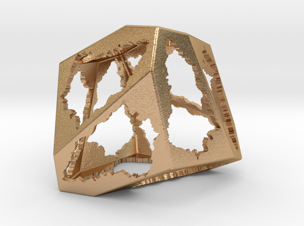 Skew Dodecahedron (D12), Ardechoid cuboid (larger) in Natural Bronze