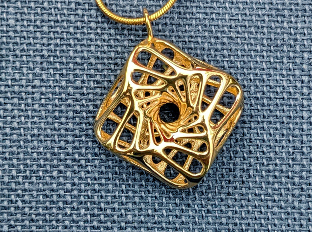 Corners Pendant in Cast Metals in 18k Gold Plated Brass