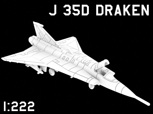 1:222 Scale J 35D Draken (Loaded, Stored) in White Natural Versatile Plastic