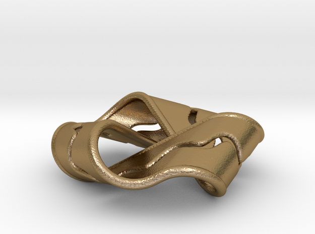 Mobius Strip w/ Sinusoid Channel & Ridge - Rounder in Polished Gold Steel