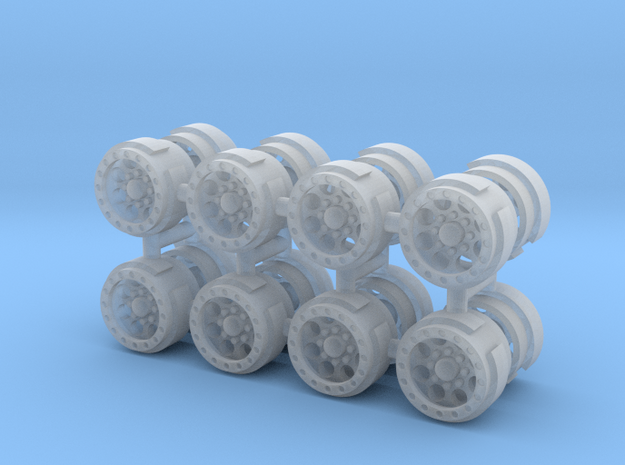 4 Sets of 7.5mm Beadlock Wheels in Tan Fine Detail Plastic