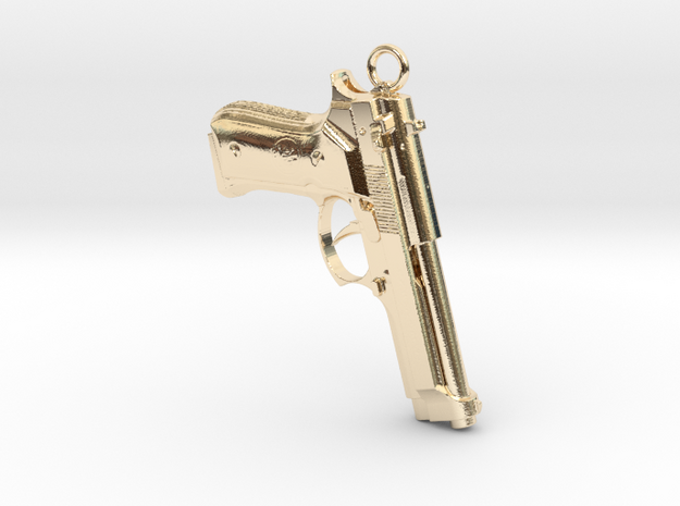 Beretta Pistol Charm Pendant in 14k Gold Plated Brass