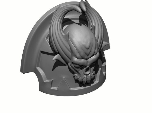 10x Demon Skull Shoulder Pad - Chaotic Pads in Tan Fine Detail Plastic