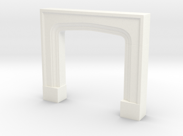 Wall Inset Tudor Fireplace in White Processed Versatile Plastic: 1:12