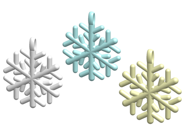 Snow flake pendent / Key chain in White Natural Versatile Plastic
