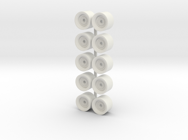 1/64 Loader wheels in White Natural Versatile Plastic