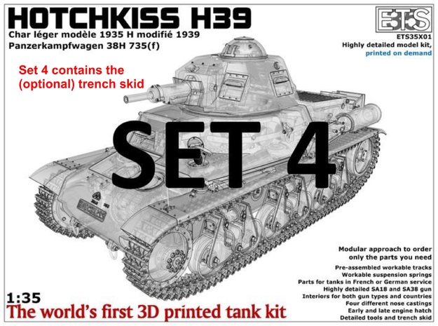 ETS35X01 Hotchkiss H39 - Set 4 - Trench Skid in Tan Fine Detail Plastic