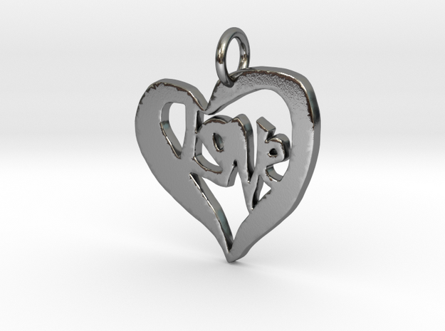 Love Heart Pendant in Polished Silver
