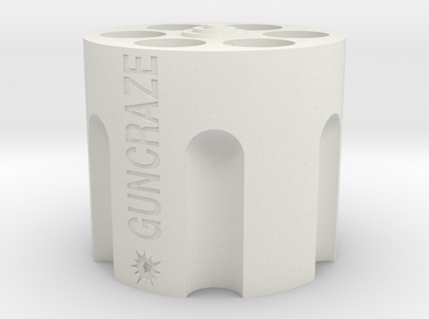 GunCraze Cylinder that holds 9mm D6 Bullet Dice in White Natural Versatile Plastic