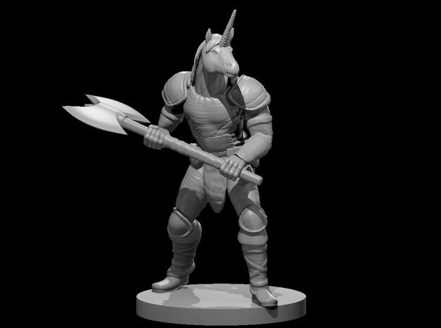 Unicorn Head Barbarian in Tan Fine Detail Plastic