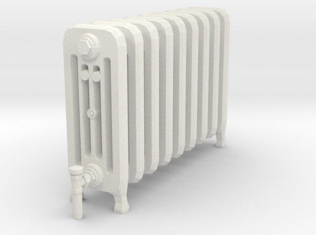 Radiator Heater 01. 1:18 Scale in White Natural Versatile Plastic