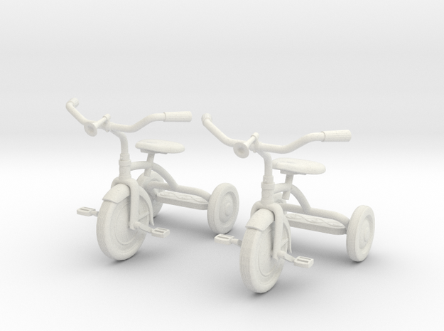 Tricycle 01. 1:18 Scale (x2 Units) in White Natural Versatile Plastic