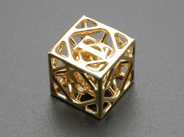 Cage d6 Mini in Natural Brass