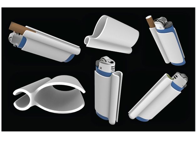 Bic lighter cigarette clip  in White Natural Versatile Plastic
