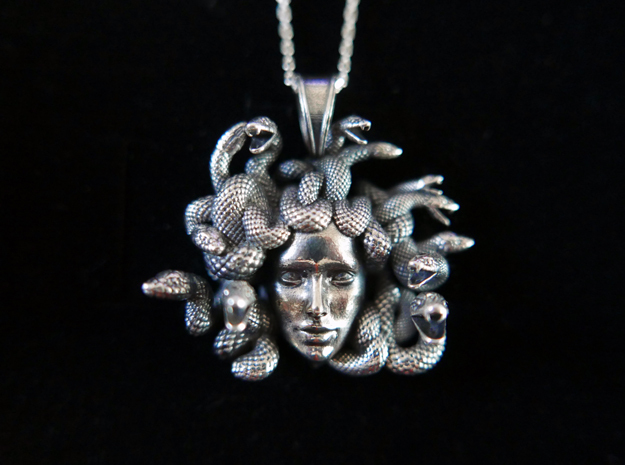 Medusa Pendant No.3 in Antique Silver