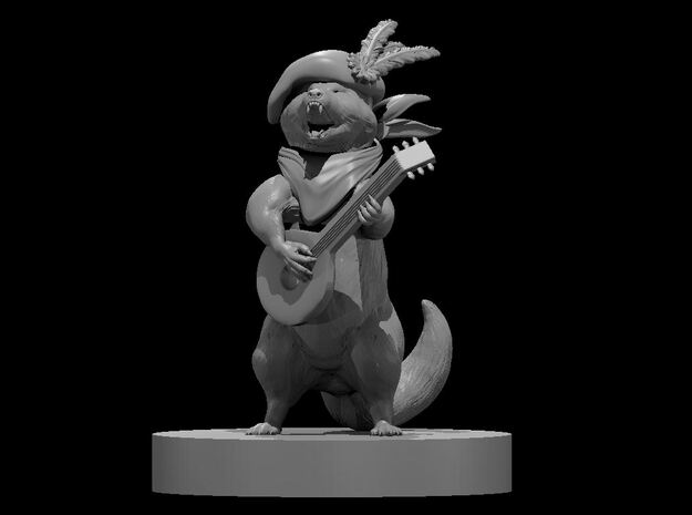 Raccoon Bard with Lute in Tan Fine Detail Plastic