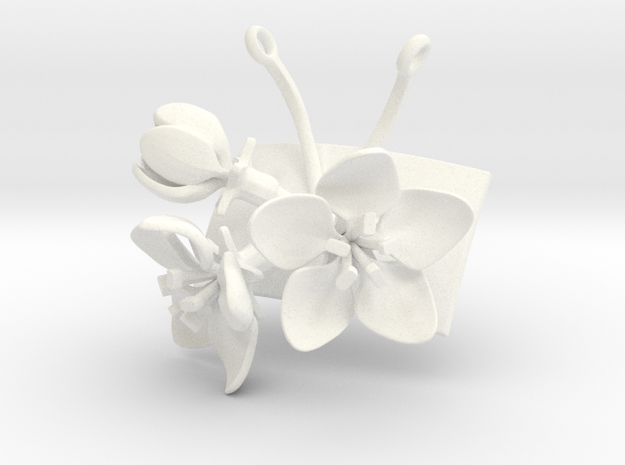 Pendant with three large flowers of the Apple in White Processed Versatile Plastic