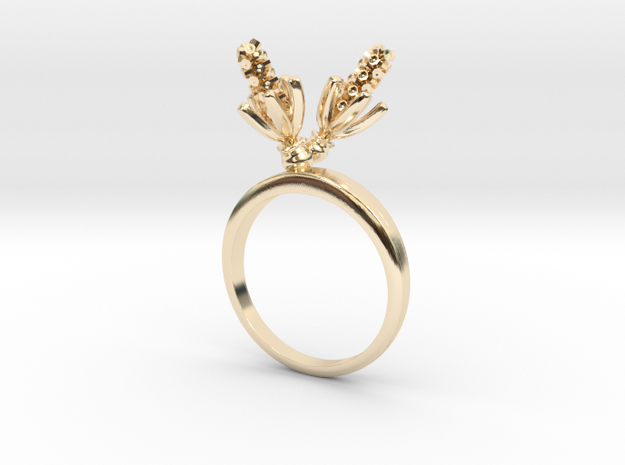 Ring with two small flowers of the Hyacinth L in 14k Gold Plated Brass: 7.25 / 54.625