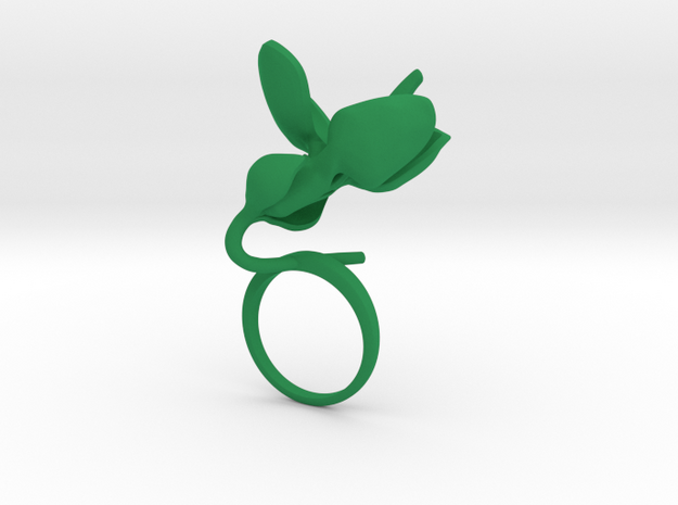 Ring with one large flower of the Bean in Green Processed Versatile Plastic: 7.25 / 54.625