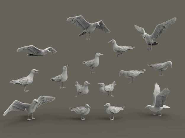 Herring Gull set 1:87 Fifteen different pieces in Tan Fine Detail Plastic