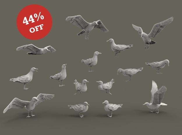 Herring Gull set 1:35 Fifteen different pieces in Tan Fine Detail Plastic