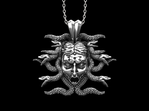 Medusa Pendant No.4 in Antique Silver
