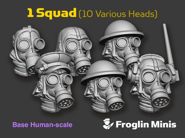 Britommi Squad: Human Head Swaps in Tan Fine Detail Plastic: Small