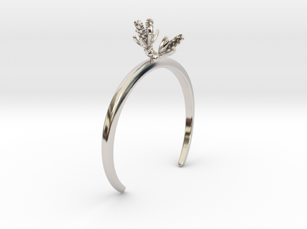 Bracelet with three small flowers of the Hyacinth in Rhodium Plated Brass: Extra Small