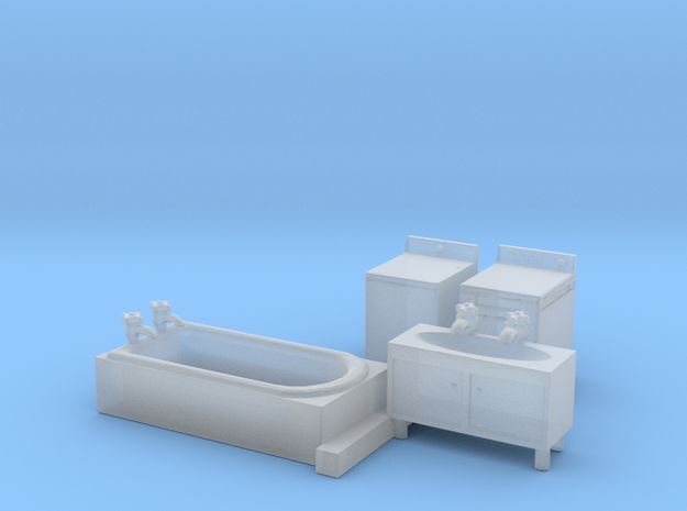 S Scale Modern Bathroom Set in Clear Ultra Fine Detail Plastic