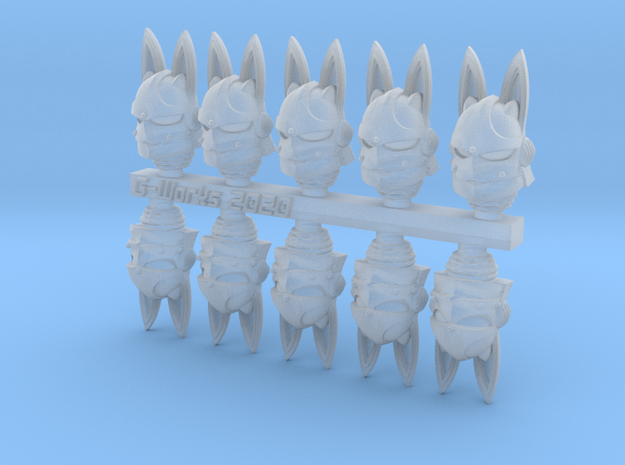 Usagi-pattern helms for bunny space nuns in Clear Ultra Fine Detail Plastic