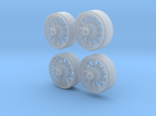 Front laced Borrani wire wheels in Clear Ultra Fine Detail Plastic