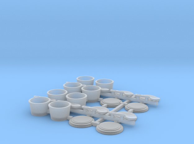 Small Cups Type B with spoons 1/12 scale in Clear Ultra Fine Detail Plastic