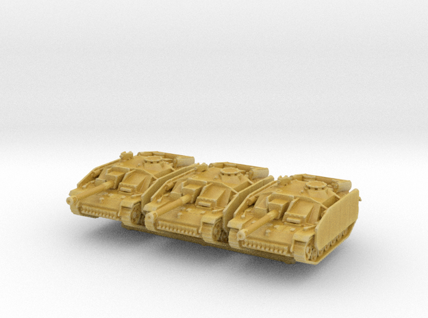 StuG III G late (schurzen) (x3) 1/285 in Tan Fine Detail Plastic