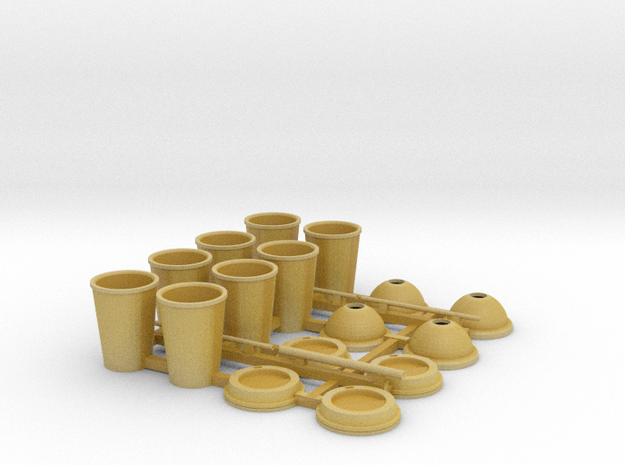 Coffee Cups Small in 1/12 scale in Tan Fine Detail Plastic