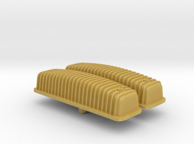 1/25 Ford Y-block Valve Covers, Ribbed in Tan Fine Detail Plastic