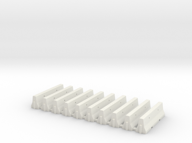 Jersey Barriers - 10 pack in White Natural Versatile Plastic