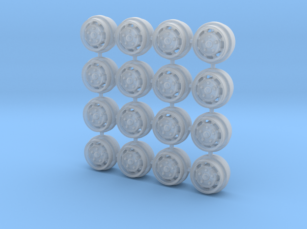 1/64 scale Steelie Mag wheels 8mm - 4 sets in Clear Ultra Fine Detail Plastic