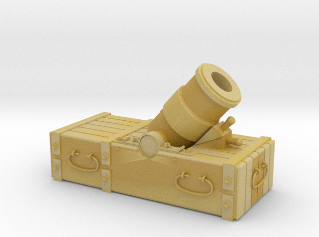 18th-Century 8" Mortar on Small Sled - 1/24 Scale in Tan Fine Detail Plastic