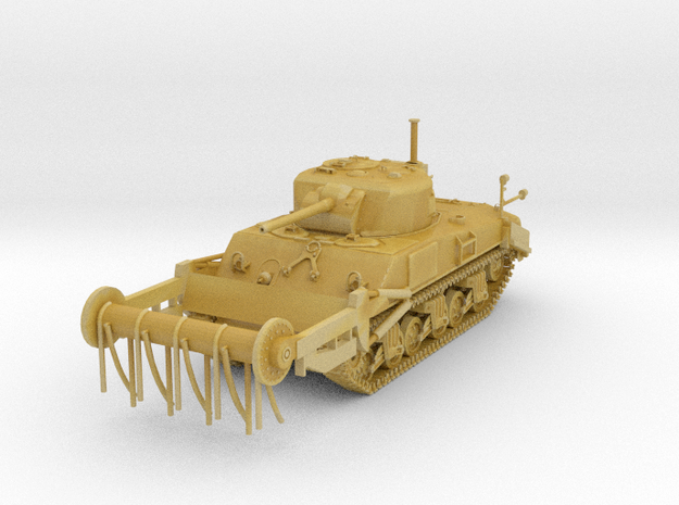1/87 Scale M4A4 Sherman Tank with Crab Frail in Tan Fine Detail Plastic