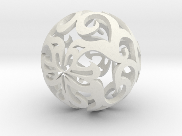Curlicue ball 1 in White Natural Versatile Plastic