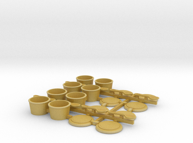 Small Cups type B with Spoons in 1/9 scale in Tan Fine Detail Plastic
