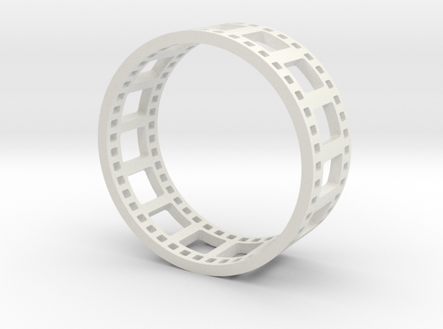 Movie Reel Ring double-size prototype in White Natural Versatile Plastic