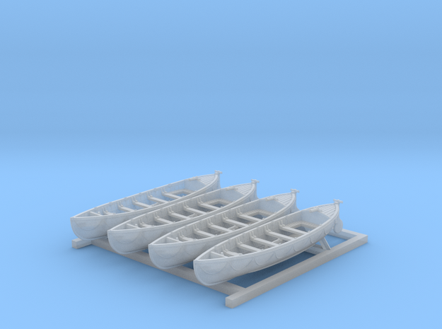 1/285 (6mm) Scale Royal Navy 27ft Whalers x4 in Clear Ultra Fine Detail Plastic