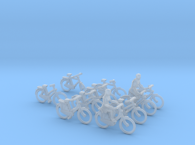 8 City-bikes (N 1:160) in Clear Ultra Fine Detail Plastic